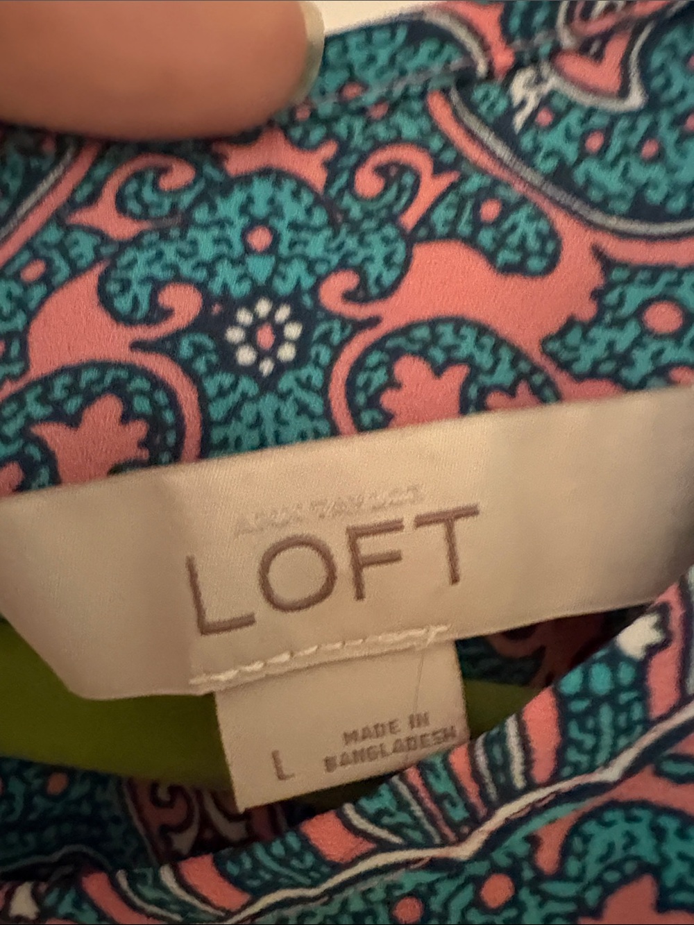 LOFT Teal and Pink Paisley Flutter-Sleeve Tank - Picture 2 of 11